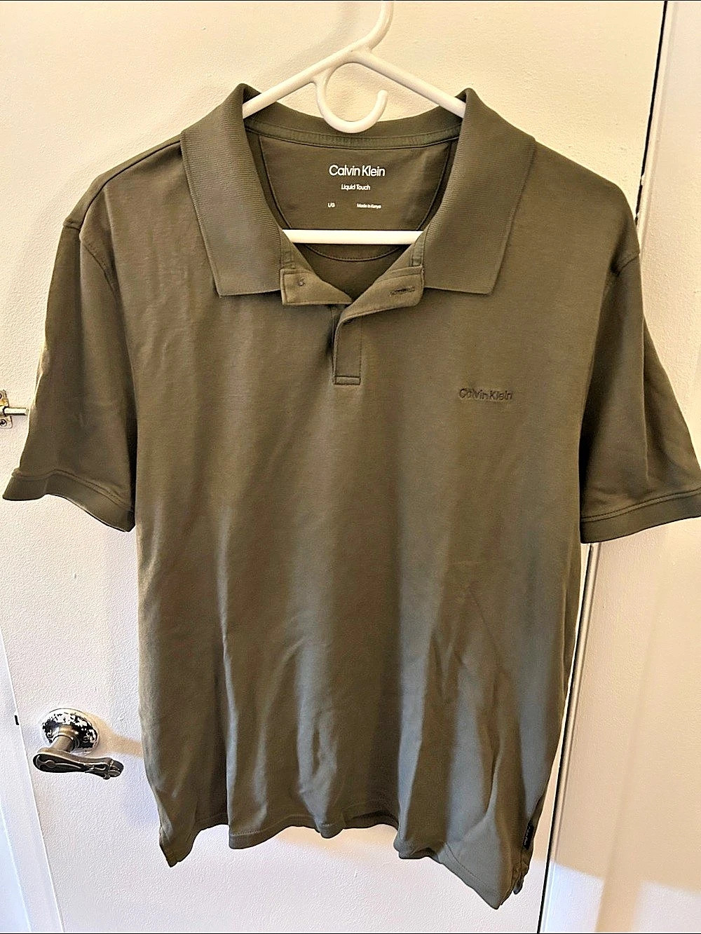 Calvin Klein Liquid Touch Polo Shirt Men's Polo Green Large